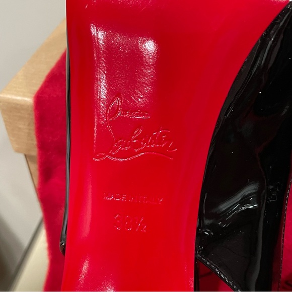 🚫sold on 3b@y🚫Christian Louboutin Hot Chick Alta 120 Patent Slingback Pumps 38.5 - Picture 8 of 15
